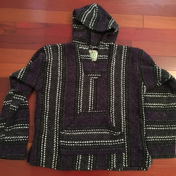 Baja Joe Hoodie size Medium sweatshirt surfer striped Beach Hoodie - Picture 11 of 12